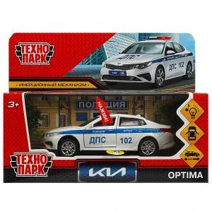 Машина металл свет-звук KIA OPTIMA ПОЛИЦИЯ 12 см, двер, баг, ин, белый, кор. Технопарк OPTIMA-12SLPOL-WH