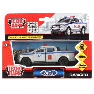 Машина металл FORD ranger ПИКАП полиц., 12 см, дв., багаж., инерц., кор. Технопарк SB-18-09-FR-P