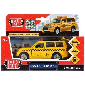 Машина металл MITSUBISHI pajero ТАКСИ 12 см, двери, багаж, инерц. кор. Технопарк SB-17-61-MP(T)-WB