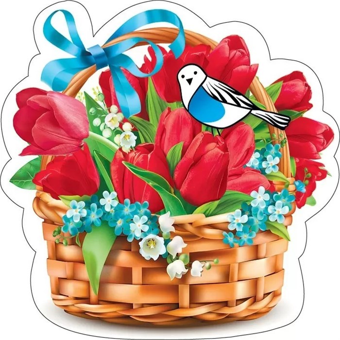 Украшение на скотче "Корзинка с тюльпанами" 079.250 079.250