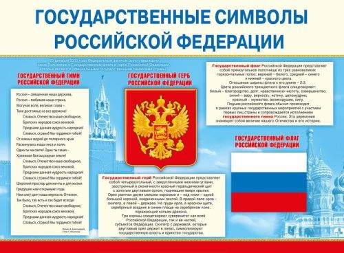 Плакат А2 "Государственные символы РФ" 070.835 070.835