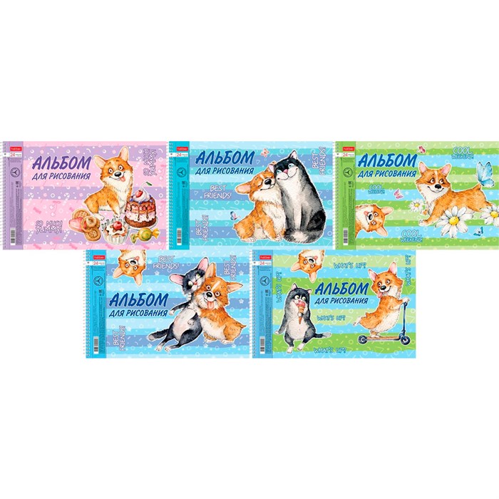 Альбом для рисования 24 л. А4 Из жизни корги 24А4Всп Hatber 893-781