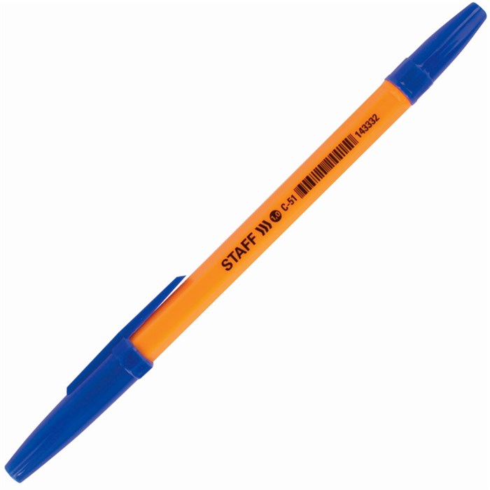 Ручка шариковая синяя STAFF ORANGE C-51 143332 889-914