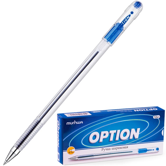 Ручка шариковая синяя MunHwa "Option" 0,7мм OP07-02 990-964