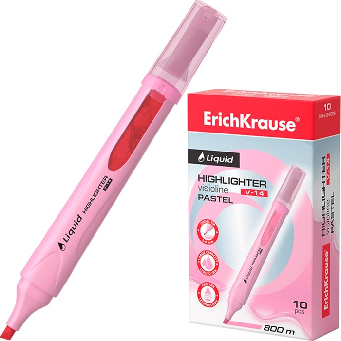 Текстовыделитель розовый Liquid Visioline V-14 Pastel 56025 /Erich Krause/. 889-870