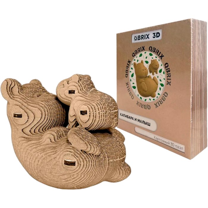 Конструктор Картонный 3D QBRIX Капибара и малыш 20043 625-364