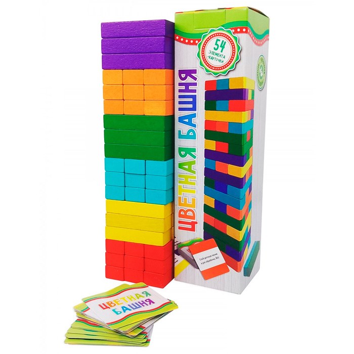 Игра Джанга Башня цветная с карточками-заданиями 8531 380-737