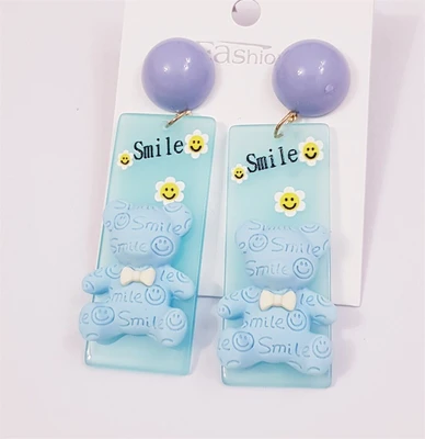 Серьги "Мишка smile", голубой, 376001, арт. 606.616 606.616