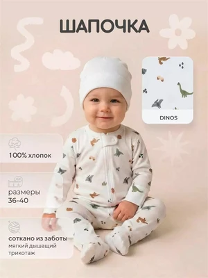 Шапочка с отворотом Rant Tiny 8393 Dinos 4610477385508