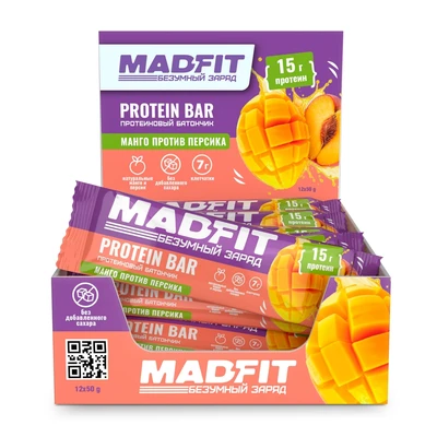 Протеиновый батончик MADFIT - Манго против персика 2038641761