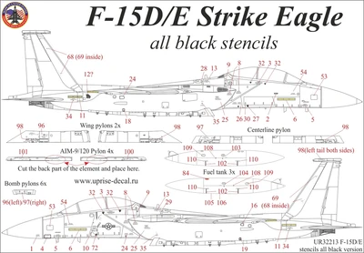 UR32213  декали  F-15E Strike Eagle stencils all black version  (1:32) 2000002149538