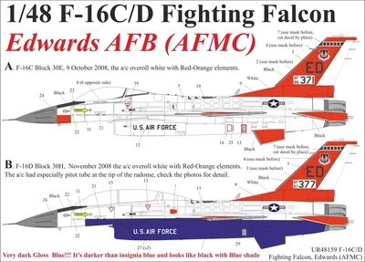 UR48159  декали  F-16C/D (Block 30) Edwards AFB (AFMC)  (1:48) 2000002140085