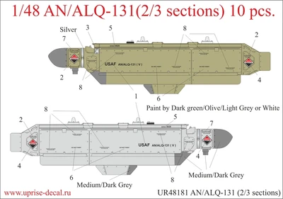 UR48181  декали  AN/ALQ-131(2/3 sections) 10 pcs.  (1:48) 2000002140184