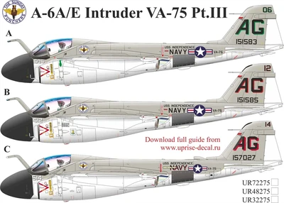 UR48275  декали  A-6A/E Intruder VA-75 Pt.III with stencils  (1:48) 2000002172864