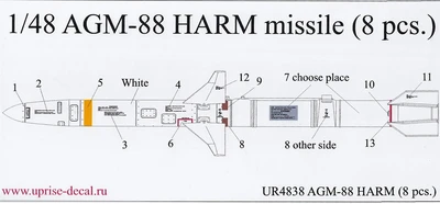 UR4838  декали  AGM-88 HARM (1:48) 2000002148449