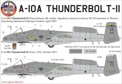 UR72173  декали  A-10 Thunderbolt "SCUD Hunter" with stencils  (1:72) 2000002141235