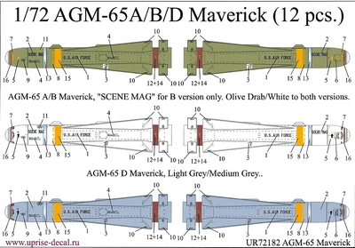 UR72182  декали  AGM-65A/B/D Maverick (12 pcs.)  (1:72) 2000002141303
