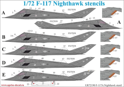 UR72190  декали  F-117A Stencils  (1:72) 2000002141341