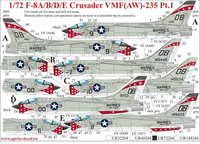 UR72204  декали  F-8A/B/D/E Crusader VMF(AW)-235  (1:72) 2000002141464