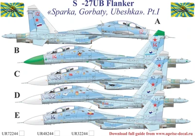 UR72244  декали  С-27UB Flanker-B, without stencils  (1:72) 2000002141792