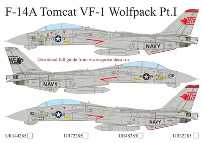 UR72285  декали  F-14 Tomcat VF-1 Wolfpack Pt.1  (1:72) 2000002172598
