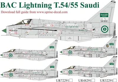 UR72291  декали  BAC Lightning T54/55 Saudi with stencils  (1:72) 2000002180265