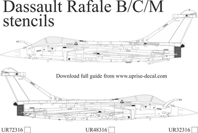 UR72316  декали  Dassault Rafale C/B/M stencils  (1:72) 2000002198024