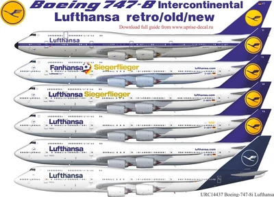 URC14437  декали  Boeing 747-8i Lufthansa  (1:144) 2000002185680