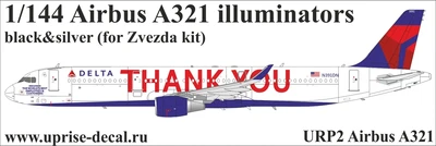 URP2  декали  Airbus A321 for Zvezda kit (black)  (1:144) 2000002150435