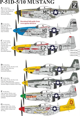 URS7224L  декали  P-51D-5/10 with stencils  (1:72) 2000002142232