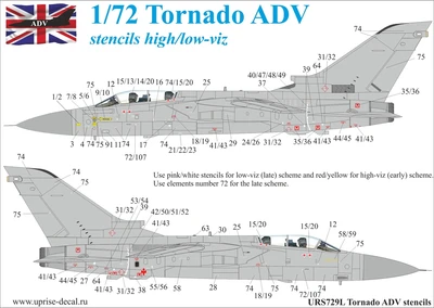 URS729L  декали  Tornado ADV stencils  (1:72) 2000002150350