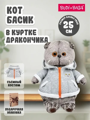 Кот Басик в толстовке дракончик 25 см 536020176