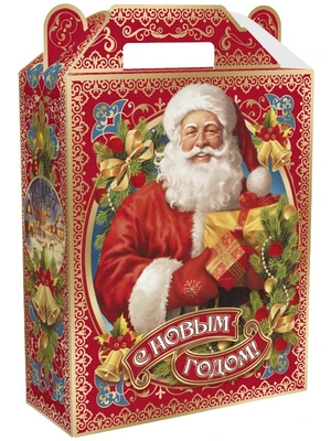 Новогодний подарок Дед с подарками (картон) 900г 002у