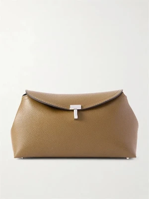 Клатч T-Lock из текстурированной кожи TOTEME, хаки 47323638