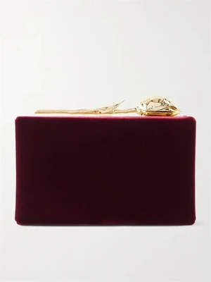 Бархатный клатч Bloom ERDEM, бордовый 47324024