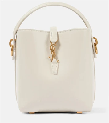 Le 37 Мини кожаная сумка-ведро Saint Laurent, Blanc Vintage 25641378