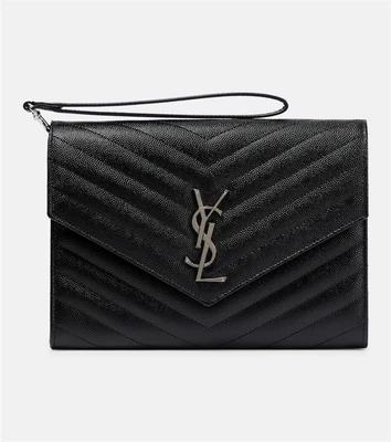 Кожаный клатч Cassandre Saint Laurent, черный 2106429