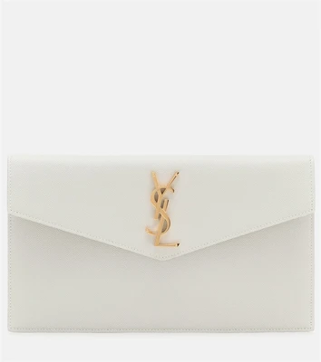 Кожаный клатч Uptown Saint Laurent, белый 2110346