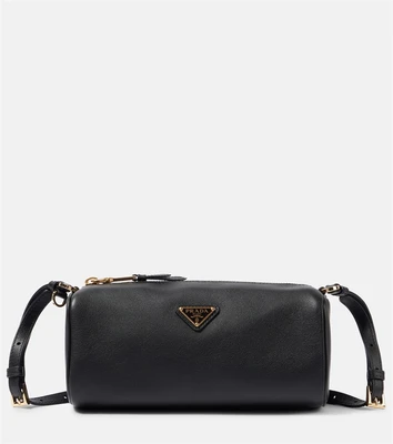 Мини лого кожаная сумка через плечо Prada, черный 25622132