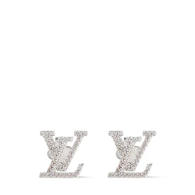 Серьги Louis Vuitton с инициалами LV, серебряные 22193349