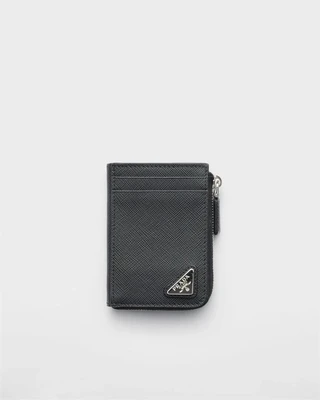 Визитница из кожи Saffiano Prada, черный 47343482