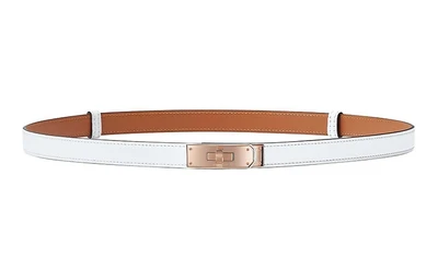 Кожаный ремень Hermes Kelly белый 4510949