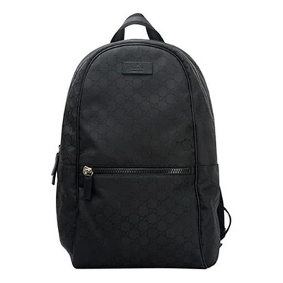 Рюкзак Men's GUCCI Logo Leather Logo Nylon Large Capacity schoolbag Backpack Black, черный 6664959