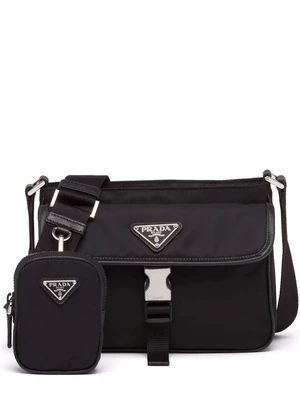 Сумка-мессенджер с логотипом Prada, черный 26633117