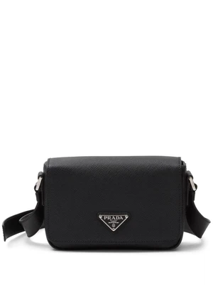 Сумка на плечо из сафьяновой кожи с логотипом Prada, черный 25868951