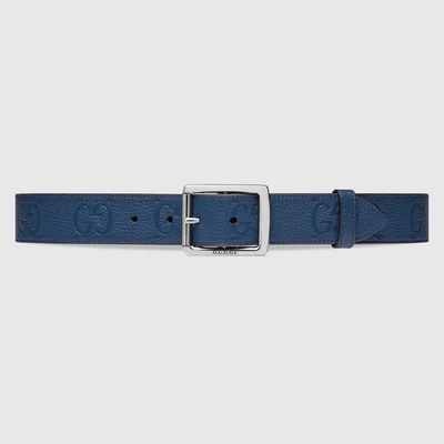 Ремень Gucci Rubber Effect Leather, синий 8767531