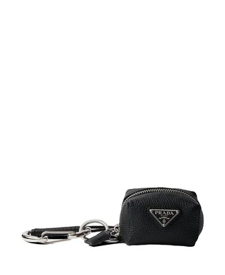 Кожаный брелок для сумки Prada, черный 25346257