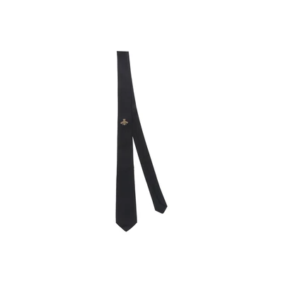 GUCCI Шёлковый галстук с вышивкой пчелы, Black 27943151