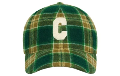CELINE Клетчатая шерстяная бейсболка, Green 27905923