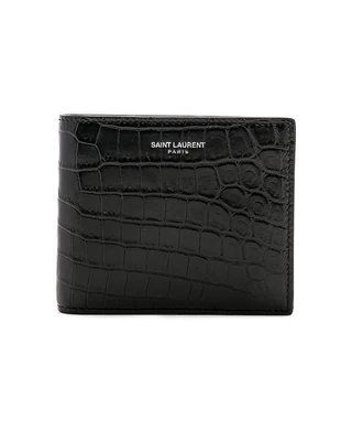 Кошелек Saint Laurent Matte Croc Billfold, черный 6081377